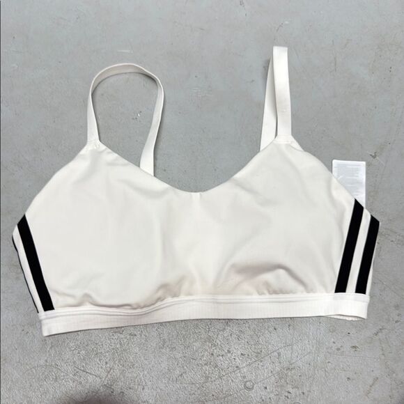 Adidas White and Black Sports Bra Like New Mesh Inside - Padding - Size Large - Picture 1 of 3